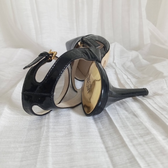 MICHAEL Kors Wrap Ankle Pumps Strap High Heels Black Patent Leather Sz 6 - Picture 6 of 9